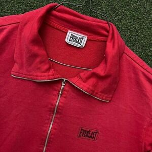 Vintage‎ 80s Everlast Quarter Zip Oversized Boxy Red Pullover Boxing Sweatshirt